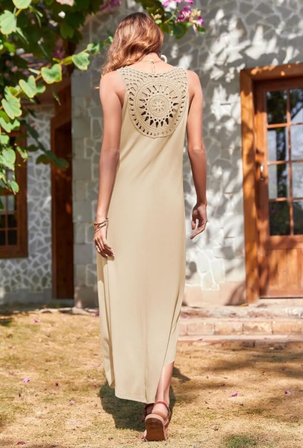Women's Summer Sleeveless Sundress Casual Loose Long Maxi Dresses Beach Cover Up Dress