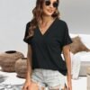 81muy4NfEiL._AC_SL1500.jpg T Shirts Short Sleeve V Neck Tees Womens Fashion Tops Trendy Lightweight Soft 2024 Casual Summer Spring Outfits