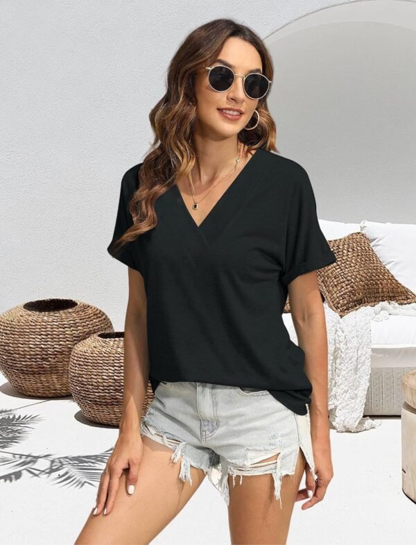 81muy4NfEiL._AC_SL1500.jpg T Shirts Short Sleeve V Neck Tees Womens Fashion Tops Trendy Lightweight Soft 2024 Casual Summer Spring Outfits