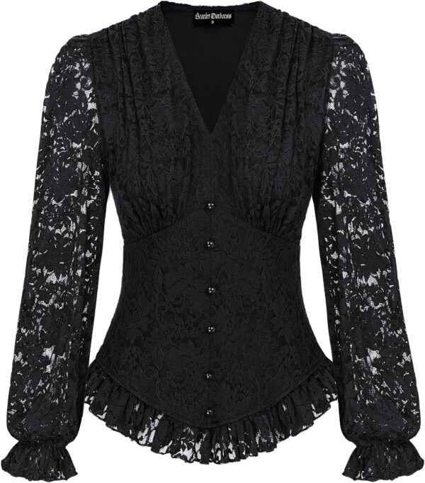 Scarlet Darkness Women's Medieval Shirt with Lace Gothic Shirt