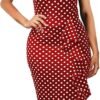 Women's Vintage Short Sleeve Polka Dot Falbala Fold Slim Fit Pencil Dress
