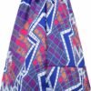 Womens African Print Skirt Boho Flare Pleated Midi Skirt with Pockets