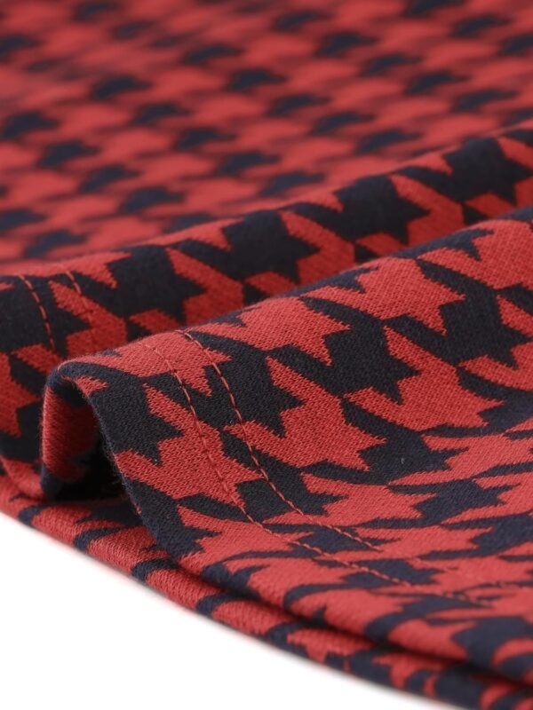 Women's Peter Pan Collar Shirt Fashion Puff Long Sleeve Houndstooth Plaid Blouse