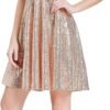 Women's Sequin Party Dress Wrap Night Out Club Dresses Rose Gold Size M