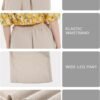 Women's Drape Linen Pants Summer Wide Leg Trousers Compact Fabric with Pockets