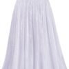 Women High Elastic Waist Pleated Midi Long Skirt Swing A-line Skirts