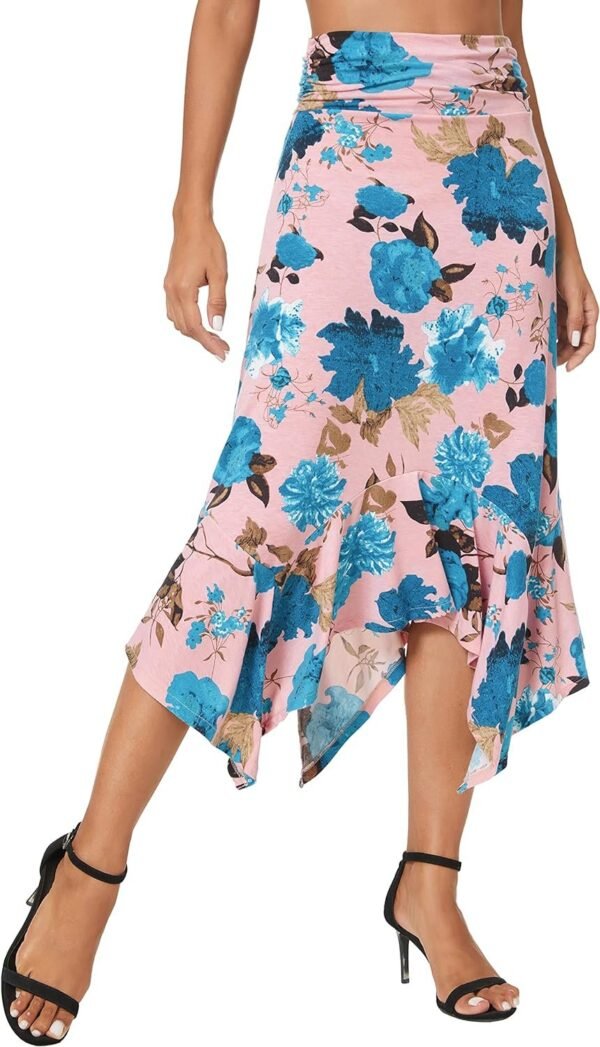 Women's Flowy Stretchy Skirt Handkerchief Hemline Midi Skirt