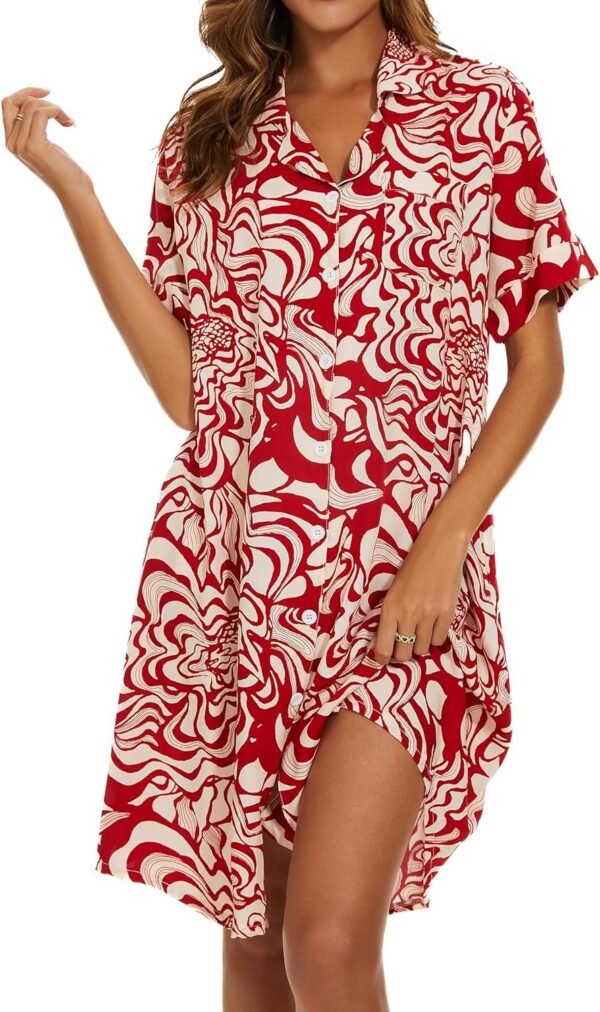 Cotton House Dress Women's Classic Nightgown Short Sleeve Housecoat Button-Up Front Duster Robe…