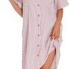 Cotton House Dress Women's Classic Nightgown Short Sleeve Housecoat Button-Up Front Duster Robe…