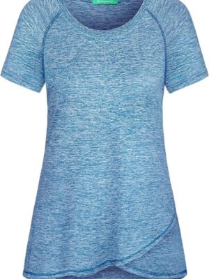 Woman Raglan Sleeve Round Neck Irregular Hem Yoga Workout Shirt Sizes M-3XL