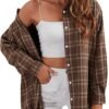 Plaid Flannel Button Down Shirts for Women Oversized Dressy Casual Long Sleeve Tops Blouse