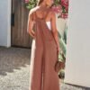 Womens Jumpsuits Overalls Wide Leg Casual Summer Outfits Rompers Jumpers Sleeveless Straps With Pockets 2024