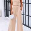 Womens 2 Piece Summer Casual Tank Tops And Wide Leg Pants Tracksuits
