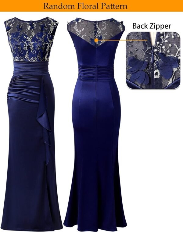Womens Formal Ruched Ruffles Evening Prom Wedding Party Maxi Dress