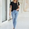 Women Dressy Casual Tops Business Work Blouses Summer Shirts Short Sleeve Crew Neck Outfits 2024