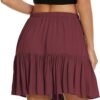 Women's Flared Short Skirt Floral/Solid Ruffle Mini Skater Skirt