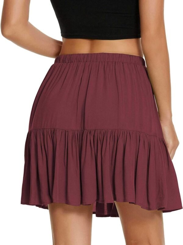 Women's Flared Short Skirt Floral/Solid Ruffle Mini Skater Skirt