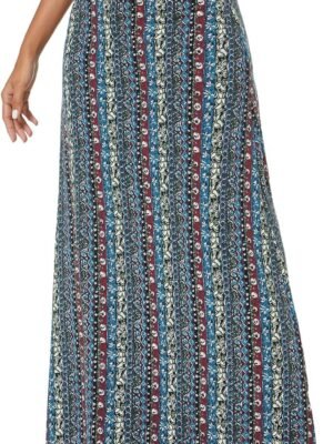 Women's Stylish Spandex Comfy Fold-Over Flare Long Maxi Skirt, 17, X-Large