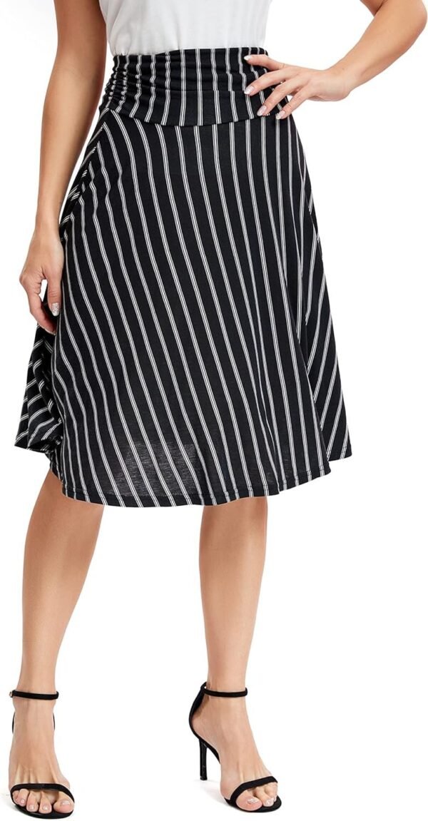 Women's Ruched Waist Stretchy Flared Yoga Skirt High Waist Midi Skirt for Women