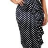 Women's Vintage Short Sleeve Polka Dot Falbala Fold Slim Fit Pencil Dress