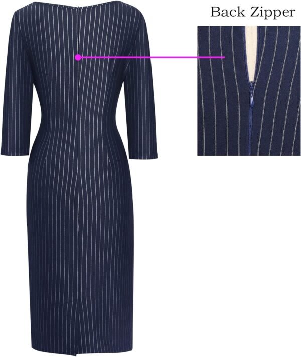 Womens Front Zipper Tie Waist Slim Work Business Office Bodycon Pencil Dress