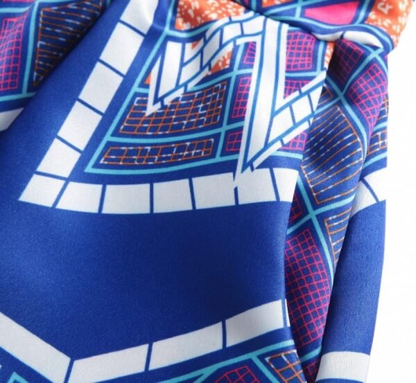 Womens African Print Skirt Boho Flare Pleated Midi Skirt with Pockets