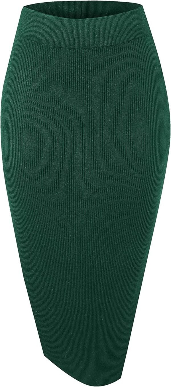 Women's Elastic Waist Knitted Split Tube Pencil Midi Skirt