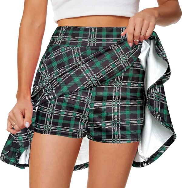 Women's Casual Basic Versatile Flared Pleated Mini Skater Skirt with Shorts