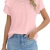 Women Dressy Casual Tops Business Work Blouses Summer Shirts Short Sleeve Crew Neck Outfits 2024