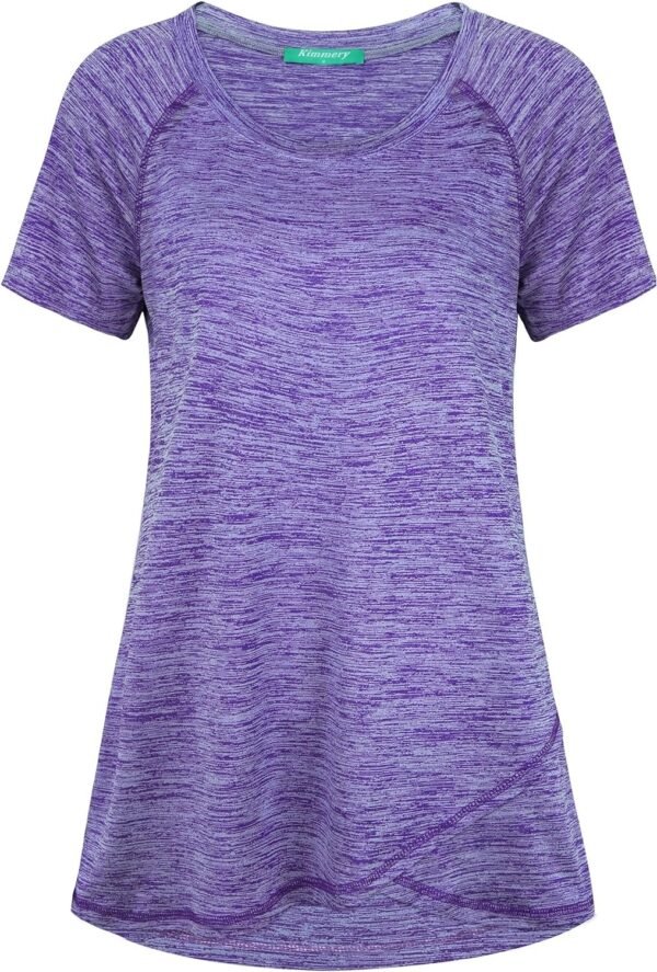 Woman Raglan Sleeve Round Neck Irregular Hem Yoga Workout Shirt Sizes M-3XL