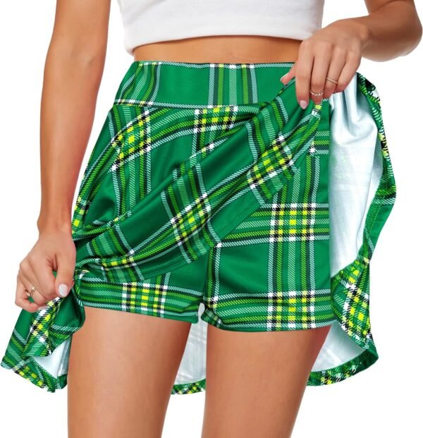 Women's Casual Basic Versatile Flared Pleated Mini Skater Skirt with Shorts