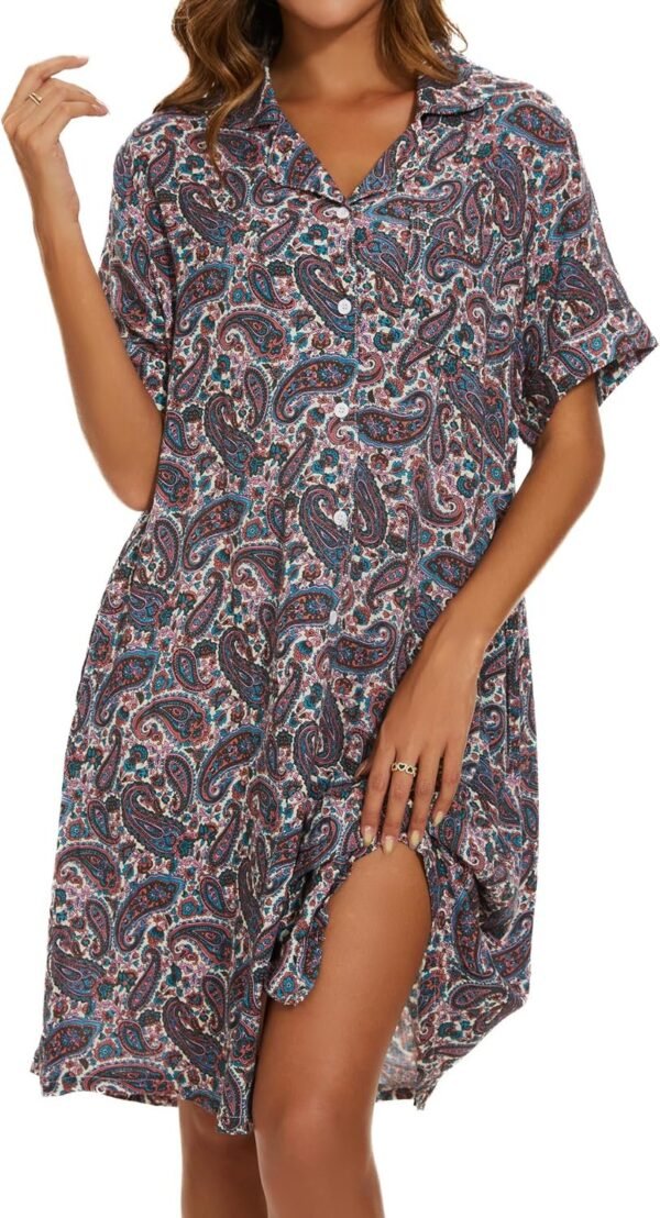 Cotton House Dress Women's Classic Nightgown Short Sleeve Housecoat Button-Up Front Duster Robe…