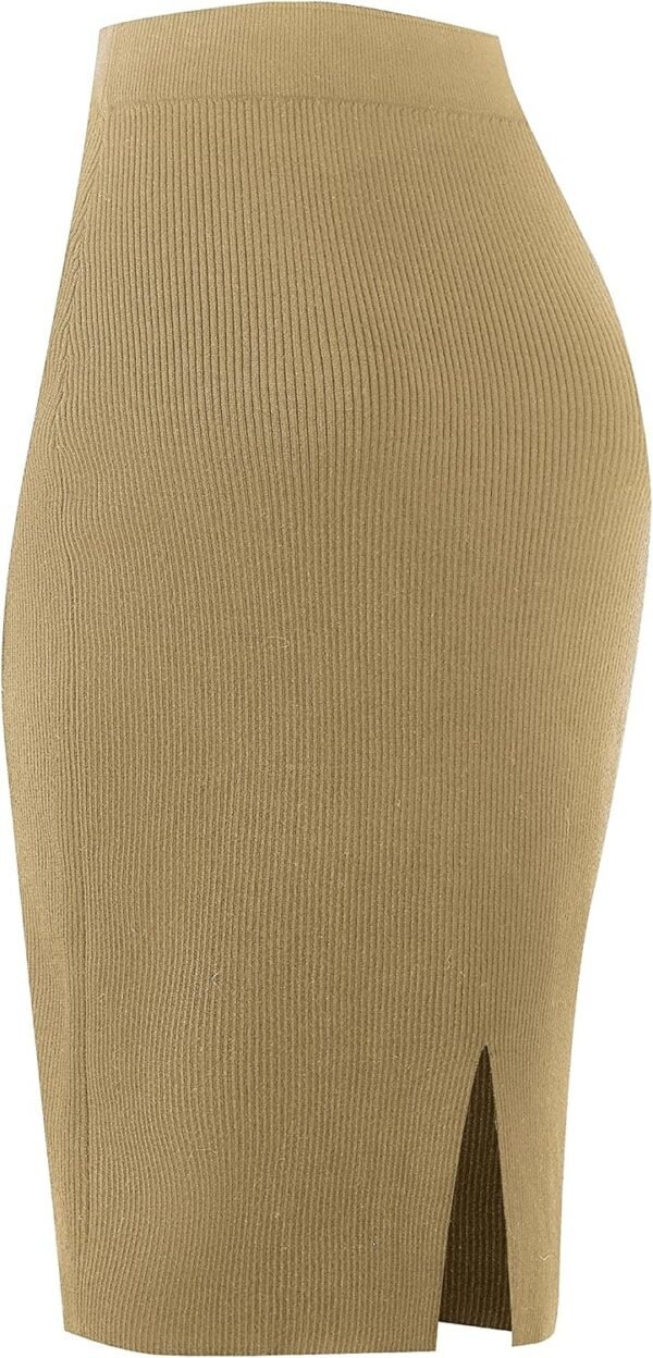 Women's Elastic Waist Knitted Split Tube Pencil Midi Skirt