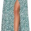 Women's Print Long Skirts High Waist Split A Line Full Length Maxi Skirt