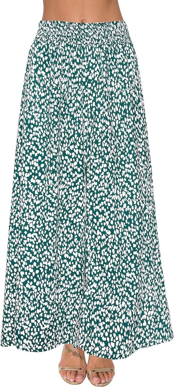 Women's Print Long Skirts High Waist Split A Line Full Length Maxi Skirt