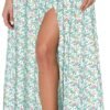 Women's Print Long Skirts High Waist Split A Line Full Length Maxi Skirt