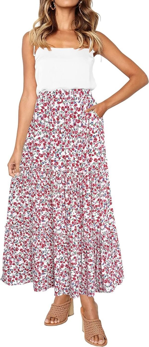 91LLfvAIheL._AC_SL1500.jpg Womens High Waist A Line Ruffle Swing Long Maxi Skirt with Pockets