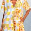 Womens 2 Piece Summer Beach Outfits Printed Short Sleeve Tops Lounge Shorts Casual Tracksuit Set
