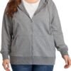 Women's Plus Size Full Zip-Up Hoodie Jacket Cotton Sweatshirt