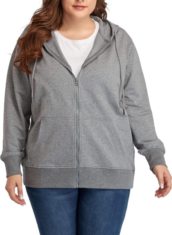 Women's Plus Size Full Zip-Up Hoodie Jacket Cotton Sweatshirt