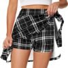 Women's Casual Basic Versatile Flared Pleated Mini Skater Skirt with Shorts