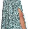 Women's Print Long Skirts High Waist Split A Line Full Length Maxi Skirt