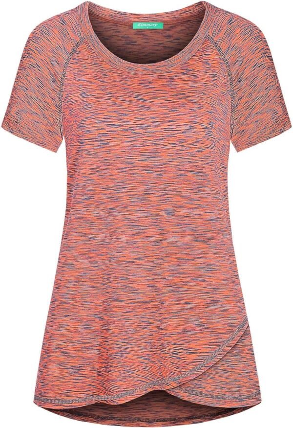 Woman Raglan Sleeve Round Neck Irregular Hem Yoga Workout Shirt Sizes M-3XL