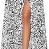 Women's Print Long Skirts High Waist Split A Line Full Length Maxi Skirt
