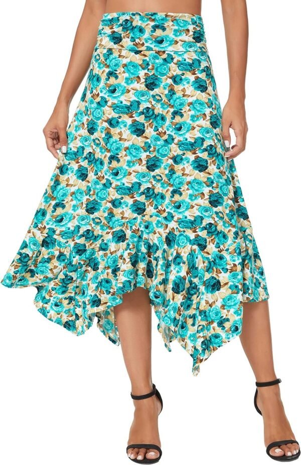 Women's Summer Beach Skirt Stretchy Midi Skirt with Irregular Hem